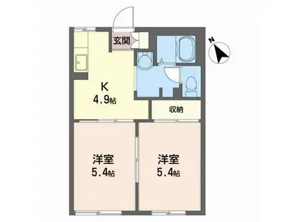 サンビクトワールA(2K/1階)の間取り写真