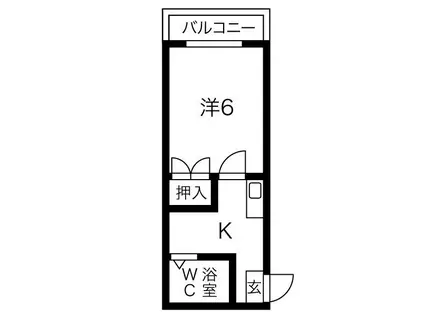 川西エンビィハイツ(1K/6階)の間取り写真