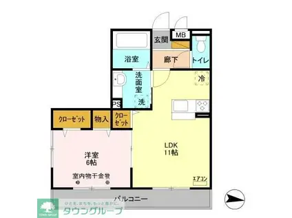 BRICKS LAKE TOWN(1LDK/1階)の間取り写真