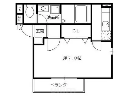 メゾングラース淀木津(1K/2階)の間取り写真