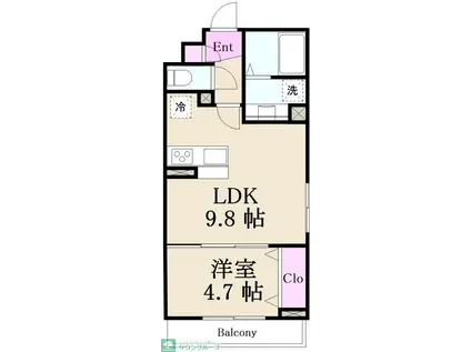 K-FLAT(1LDK/3階)の間取り写真