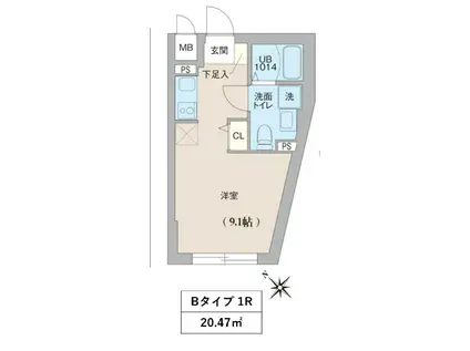 クリオ洗足(1K/1階)の間取り写真