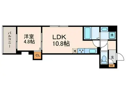 GRAMM丹波口(1LDK/3階)の間取り写真