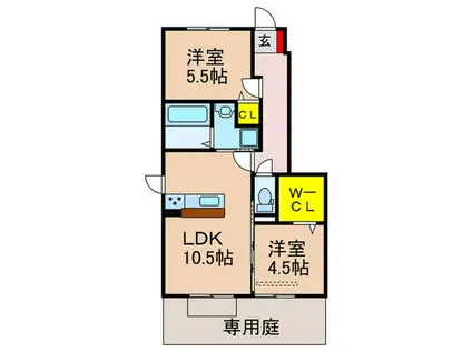 フレスコ西扇(2LDK/1階)の間取り写真