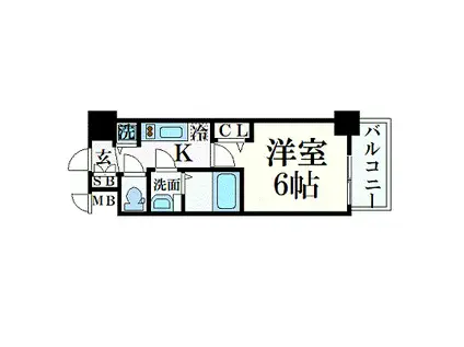 プレサンス心斎橋ブライト(1K/11階)の間取り写真