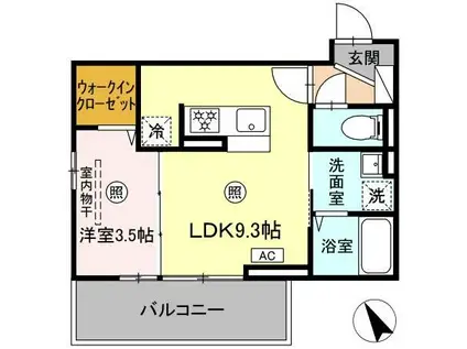 D-ROOM下富野(1LDK/3階)の間取り写真