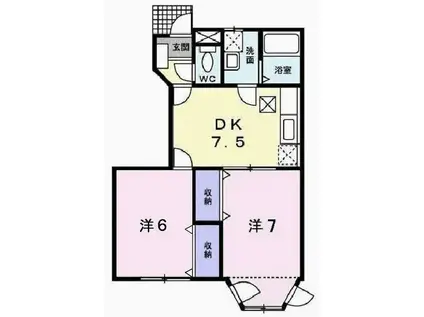 ヴァンヴェールA(2DK/1階)の間取り写真