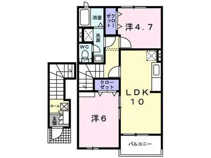 ＪＲ筑豊本線 飯塚駅 バス乗車時間：22分 最寄りバス停で下車 徒歩2分 2階建 築19年(2LDK/2階)の間取り写真