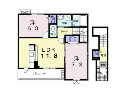 ヴィラ・ブリーゼ(2LDK/2階)の間取り写真