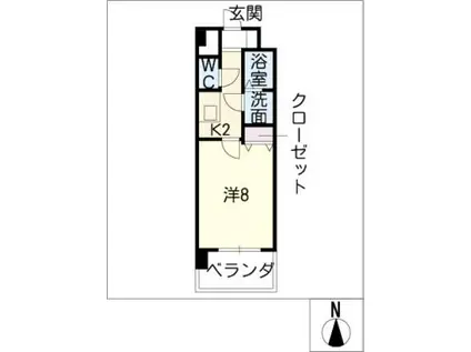 京屋ビル(1K/8階)の間取り写真