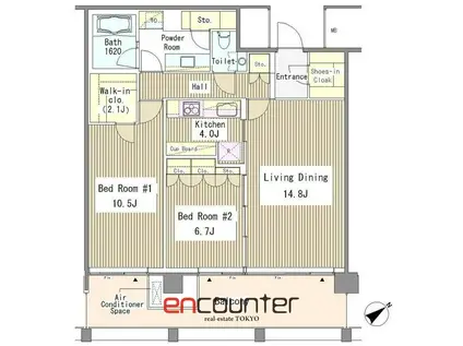 赤坂氷川町レジデンス(2LDK/15階)の間取り写真
