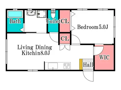 フランネル(1LDK/2階)の間取り写真