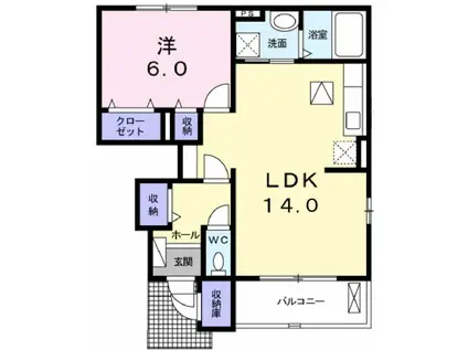 エスタシオン(1LDK/1階)の間取り写真