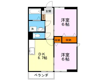 ステーションフロントハイツIII(2DK/1階)の間取り写真