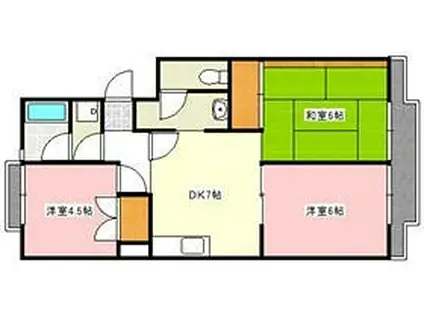 メゾン横須賀(3DK/1階)の間取り写真