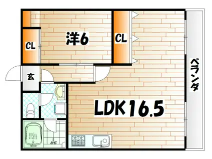 ディアライフ赤坂(1LDK/3階)の間取り写真