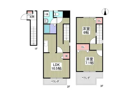 ノーブル レジデンス(2LDK/2階)の間取り写真