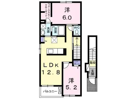 ヴェラルーナ伊賀II(2LDK/2階)の間取り写真
