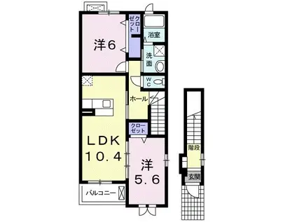 グランディール・21B(2LDK/2階)の間取り写真