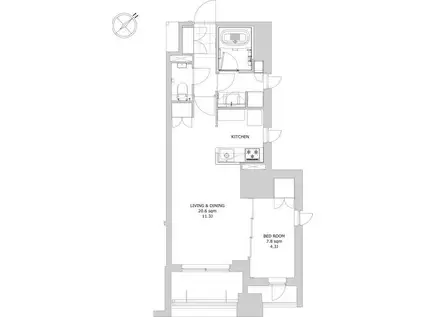 ディームス日本橋水天宮(1LDK/6階)の間取り写真