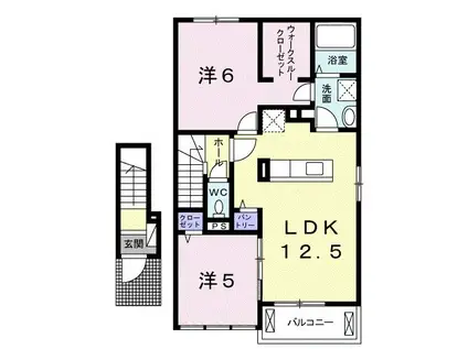 シャトーブランシェ II(2LDK/2階)の間取り写真