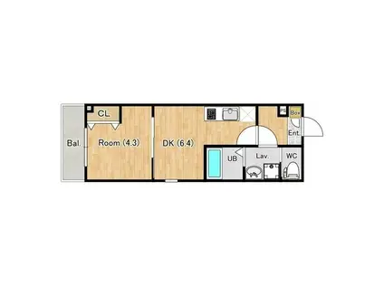 ジーメゾン中葛西ビエント(1DK/1階)の間取り写真