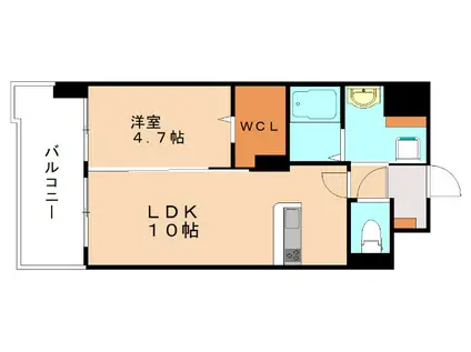 グランヒルズ戸畑(1LDK/4階)の間取り写真