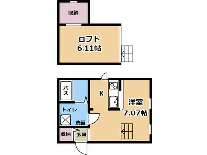 プリマ湖城が丘壱番館(ワンルーム/1階)の間取り写真