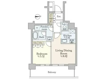 パークシティ中央湊 ザ レジデンス(1LDK/6階)の間取り写真