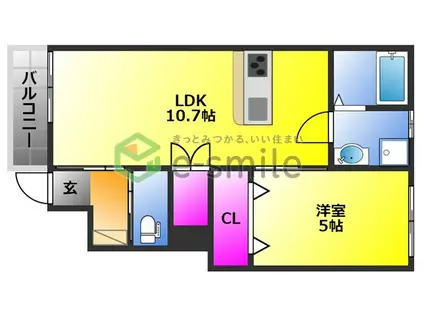 エスカレント広川(1LDK/1階)の間取り写真