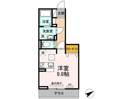 ジェルメII(ワンルーム/1階)の間取り写真