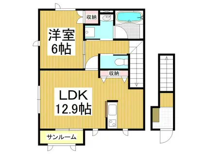 メゾンD IV(1LDK/2階)の間取り写真