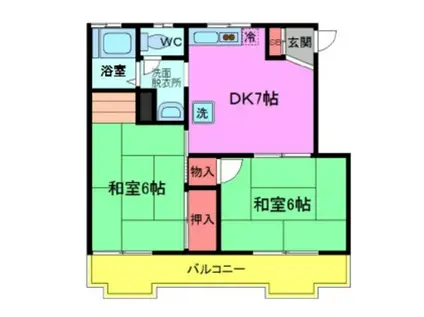 メゾンシャルムA(2DK/1階)の間取り写真