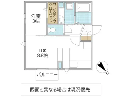 ラ・ボヌール金町(1LDK/1階)の間取り写真