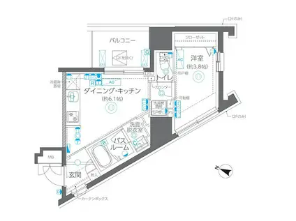ZOOM方南町 ズーム方南町(1DK/6階)の間取り写真