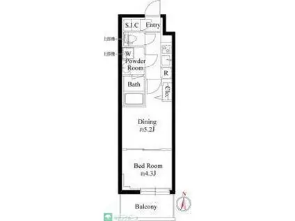 PRIMAL 両国(1DK/4階)の間取り写真