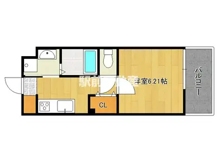 RUPIEレジデンス九大学研都市II(1K/6階)の間取り写真