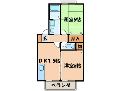 ヴァン・ヴェール(2DK/2階)の間取り写真