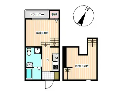 ヴィラ・フォンティーヌ垢田(1SK/1階)の間取り写真