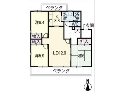 サンパーク桜山(3LDK/3階)の間取り写真