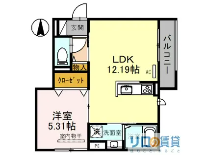 メゾン・リシェス(1LDK/2階)の間取り写真