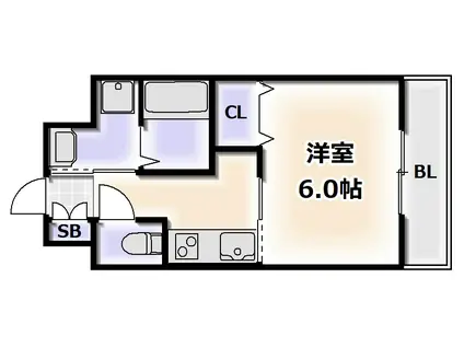 PARK HILLS難波南LUMIERE(1K/2階)の間取り写真