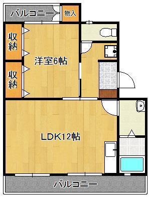 第1石打ビル(1LDK/4階)の間取り写真