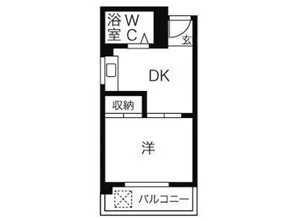 カーサリッチ(1DK/2階)の間取り写真