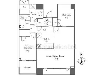 DEUX TOURS CANAL&SPA(2LDK/28階)の間取り写真
