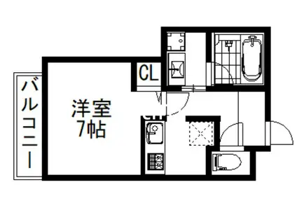 メゾンドゥース丹波橋(1K/1階)の間取り写真