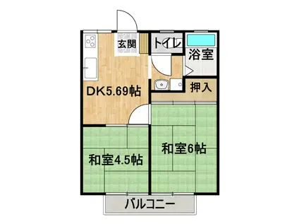 河内ハイツ(2DK/2階)の間取り写真