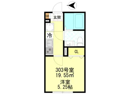CFジオーレ大師東門前(1K/3階)の間取り写真