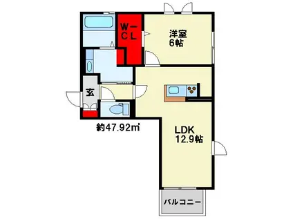 ベルセゾンIII(1LDK/1階)の間取り写真