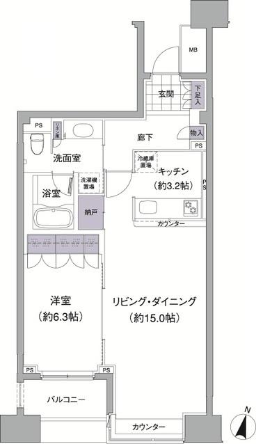 アビティ目黒(1LDK/1階)の間取り写真